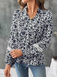 Printed Tie Neck Long Sleeve Blouse 100100483446617 35 Affordable Fashion Under $100 Jerry's Apparel 