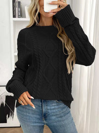 Cable Knit Round Neck Long Sleeve Sweater 100100086035617 48 Seasonal Fashion Collections Jerry's Apparel 