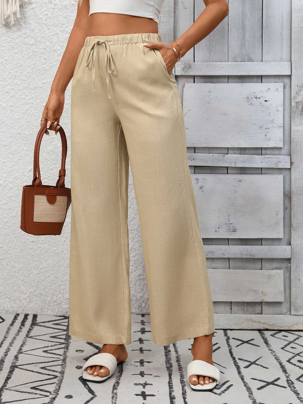 Drawstring High Waist Wide Leg Pants 100100990618349 39 Affordable Fashion Under $100 Jerry's Apparel 