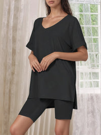 V-Neck High-Low T-Shirt and Shorts Set