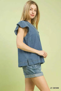 Umgee Cap Sleeve Denim Top 100100529531898 57 Affordable Fashion Under $100 Jerry's Apparel 