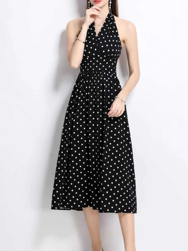 Polka Dot Halter Neck Midi Dress 100100546972272 69 Affordable Fashion Under $100 Jerry's Apparel 