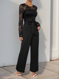 Perfee Lace Round Neck Long Sleeve Jumpsuit 100100726891325 33 Affordable Fashion Under $100 Jerry's Apparel 