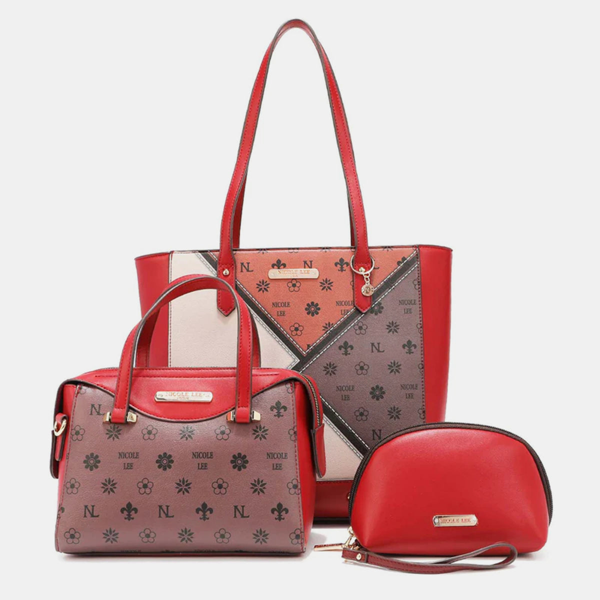 3-Piece Color Block Handbag Set