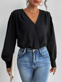 Perfee Surplice Ruched Long Sleeve Bodysuit 100100552521951 34 Gifts for Her Jerry's Apparel 