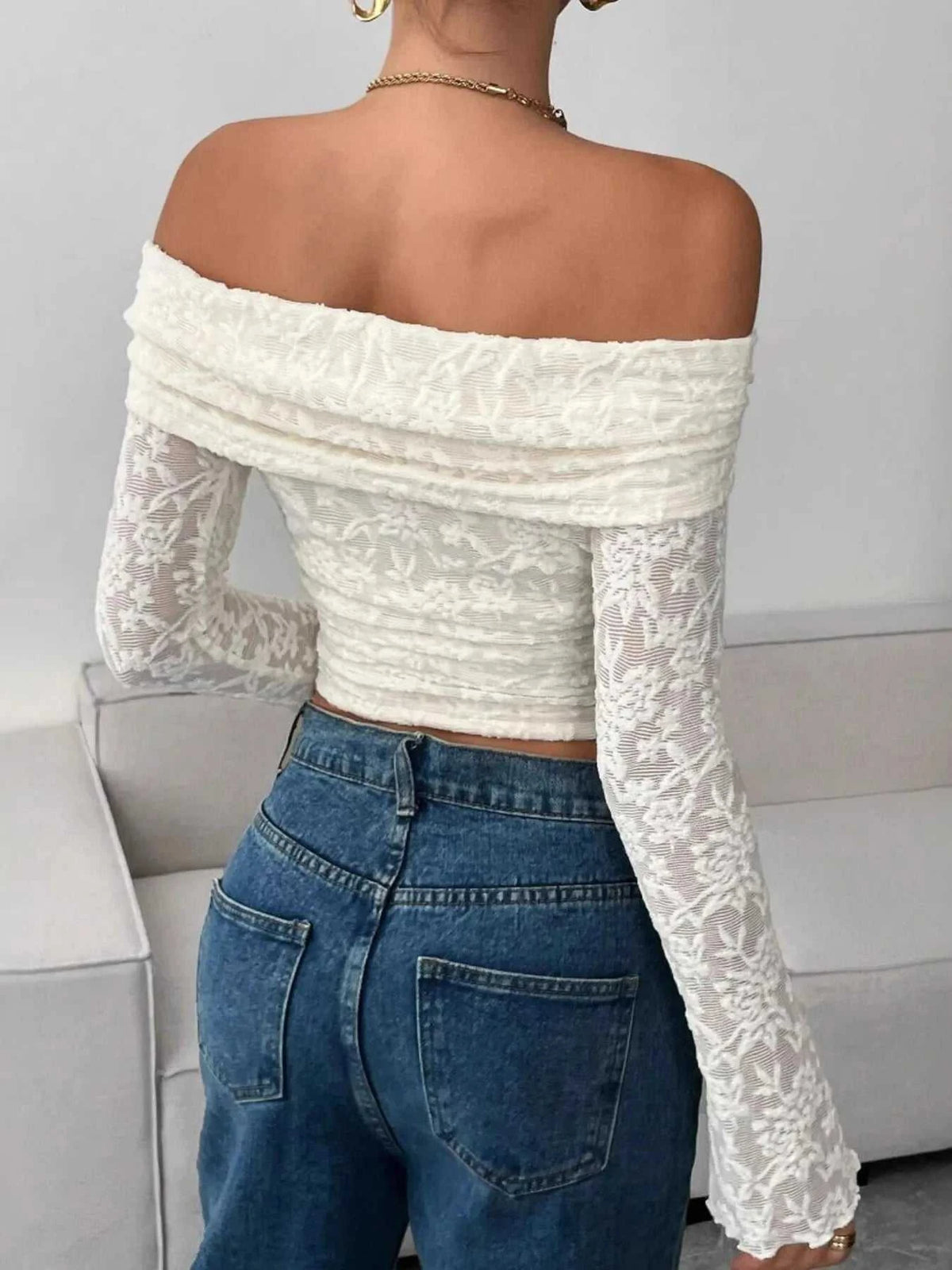 Off Shoulder Long Sleeve Lace Top 100100210732400 33 Affordable Fashion Under $100 Jerry's Apparel 