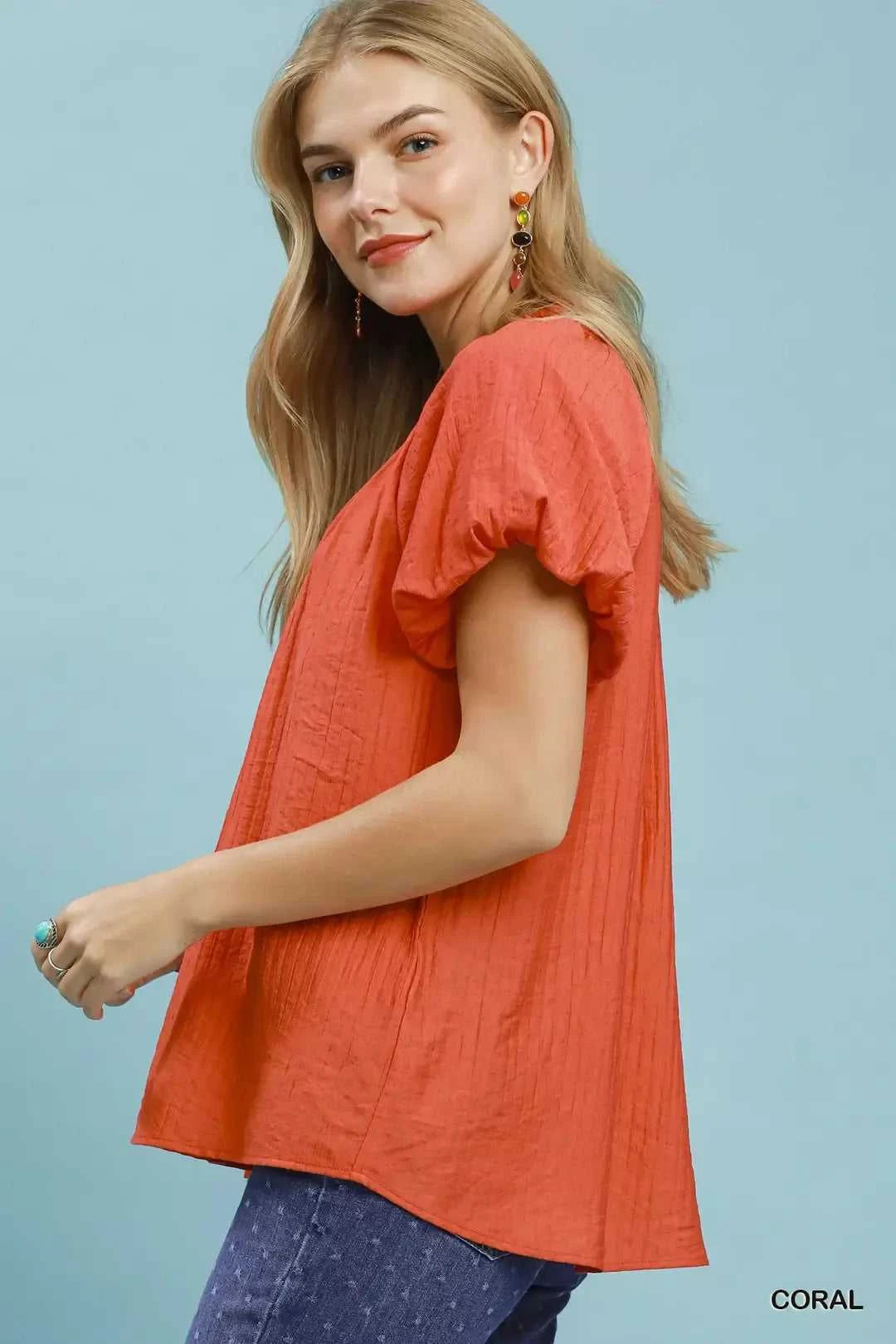 Umgee Gathered V-Neck Top 100100898521478 49 Affordable Fashion Under $100 Jerry's Apparel 