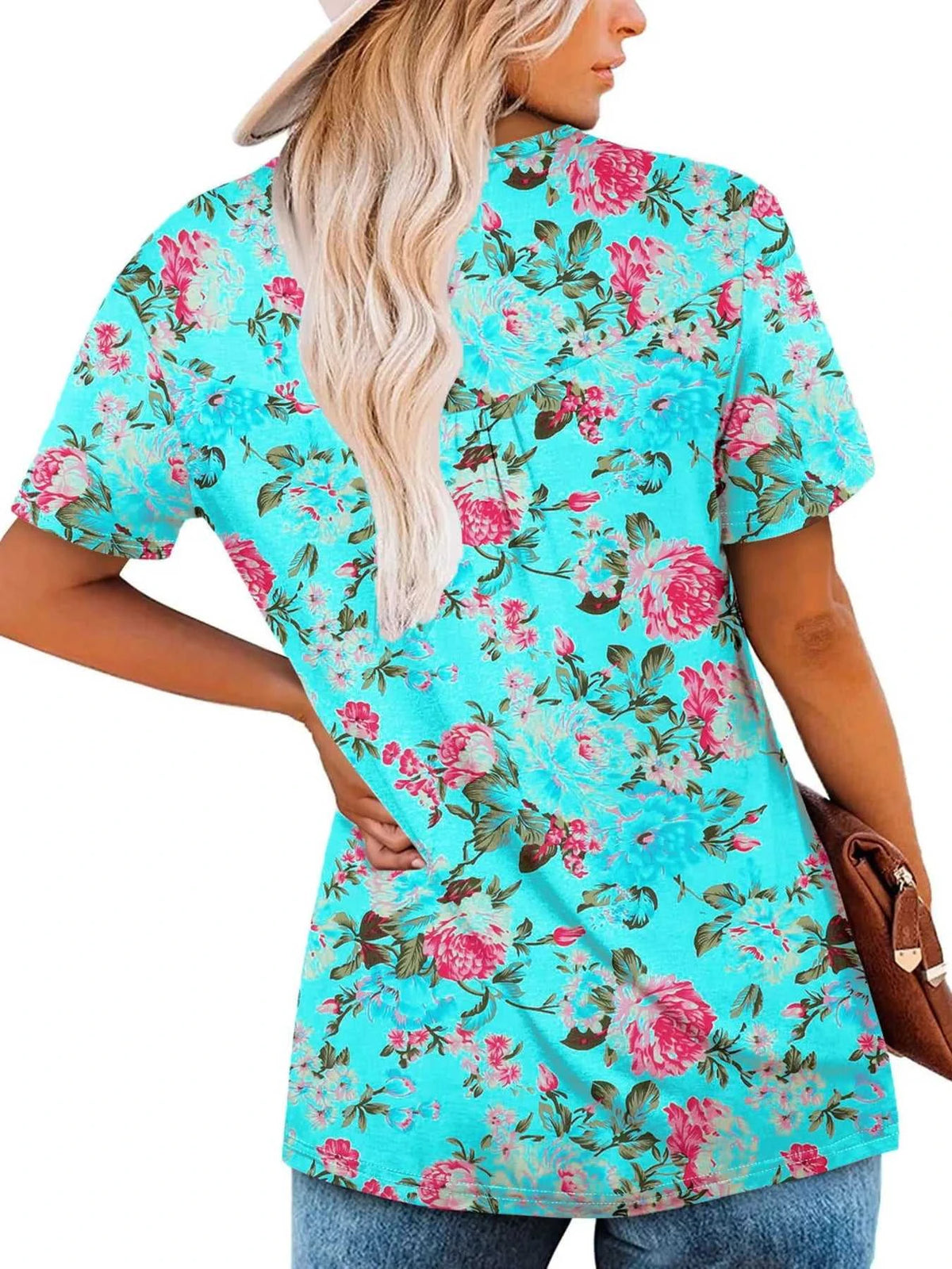 Plus Size Floral Print Short Sleeve T-Shirt 100100354664882 26 Affordable Fashion Under $100 Jerry's Apparel 