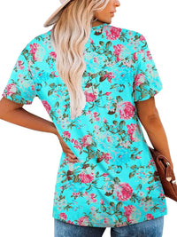 Plus Size Floral Print Short Sleeve T-Shirt 100100354664882 26 Affordable Fashion Under $100 Jerry's Apparel 