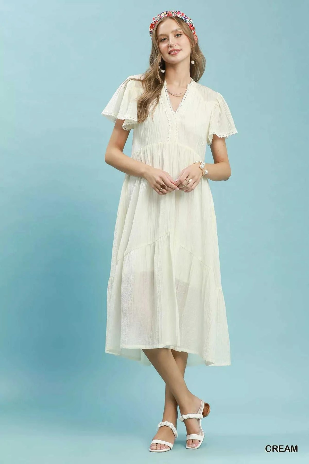 Umgee Textured Tiered Midi Dress with Side Pockets 100100202851833 62 Gifts for Her Jerry's Apparel 