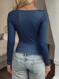 Polka Dot Square Neck Long Sleeve T-Shirt 100100836078237 24 Affordable Fashion Under $100 Jerry's Apparel 