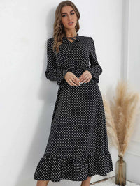 Polka Dot Ruffle Hem Midi Dress 100100992204354 44 Affordable Fashion Under $100 Jerry's Apparel 