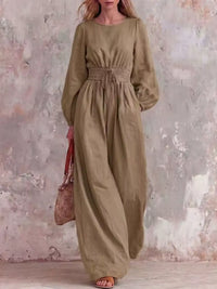 Smocked Waist Long-Sleeve Jumpsuit 101001514200781 49 Affordable Fashion Under $100 Jerry's Apparel 