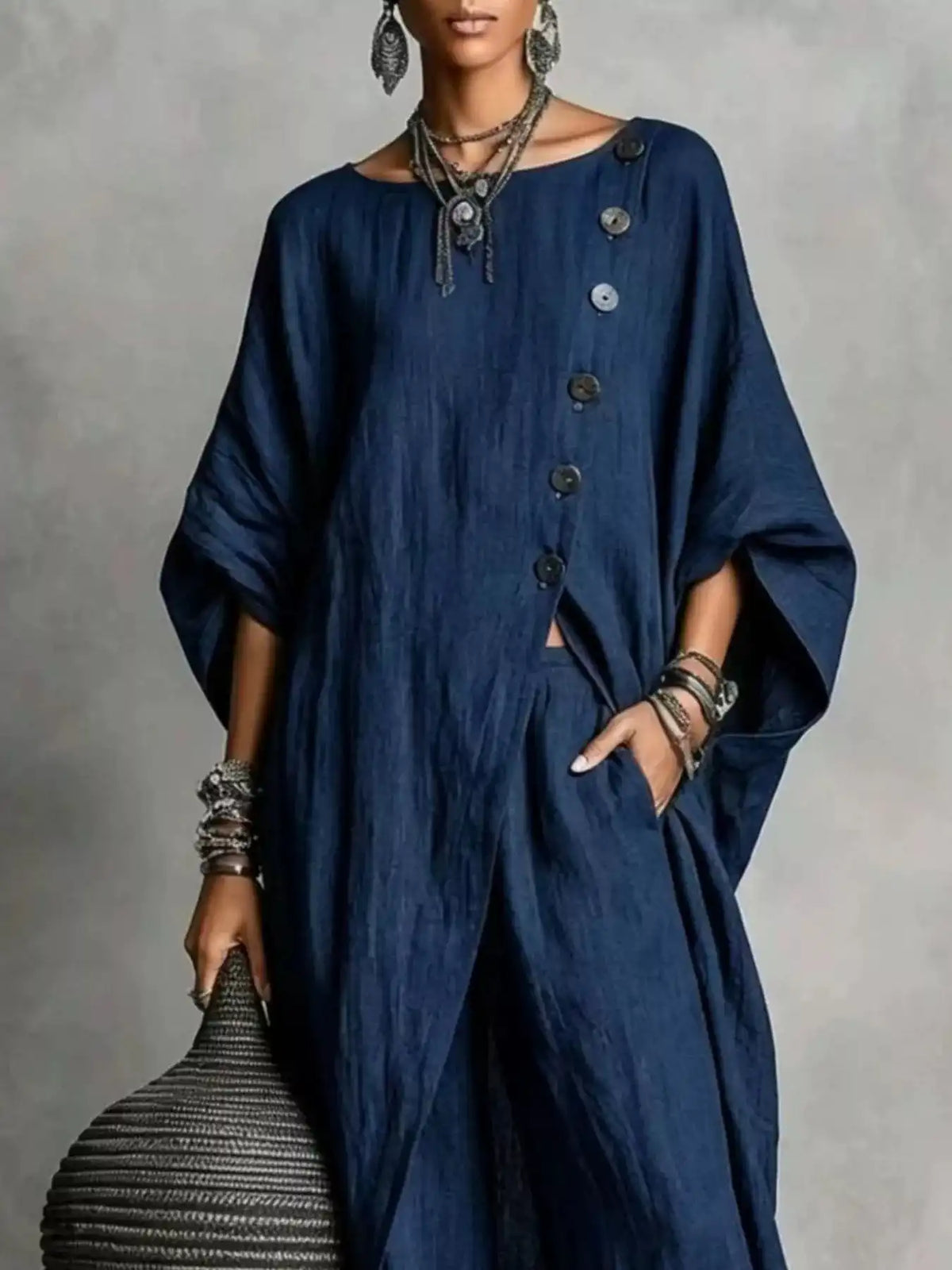 Full Size Asymmetric Button-Down Top and Wide-Leg Pants Set Plus Size 101001667815182 65 Affordable Fashion Under $100 Jerry's Apparel 