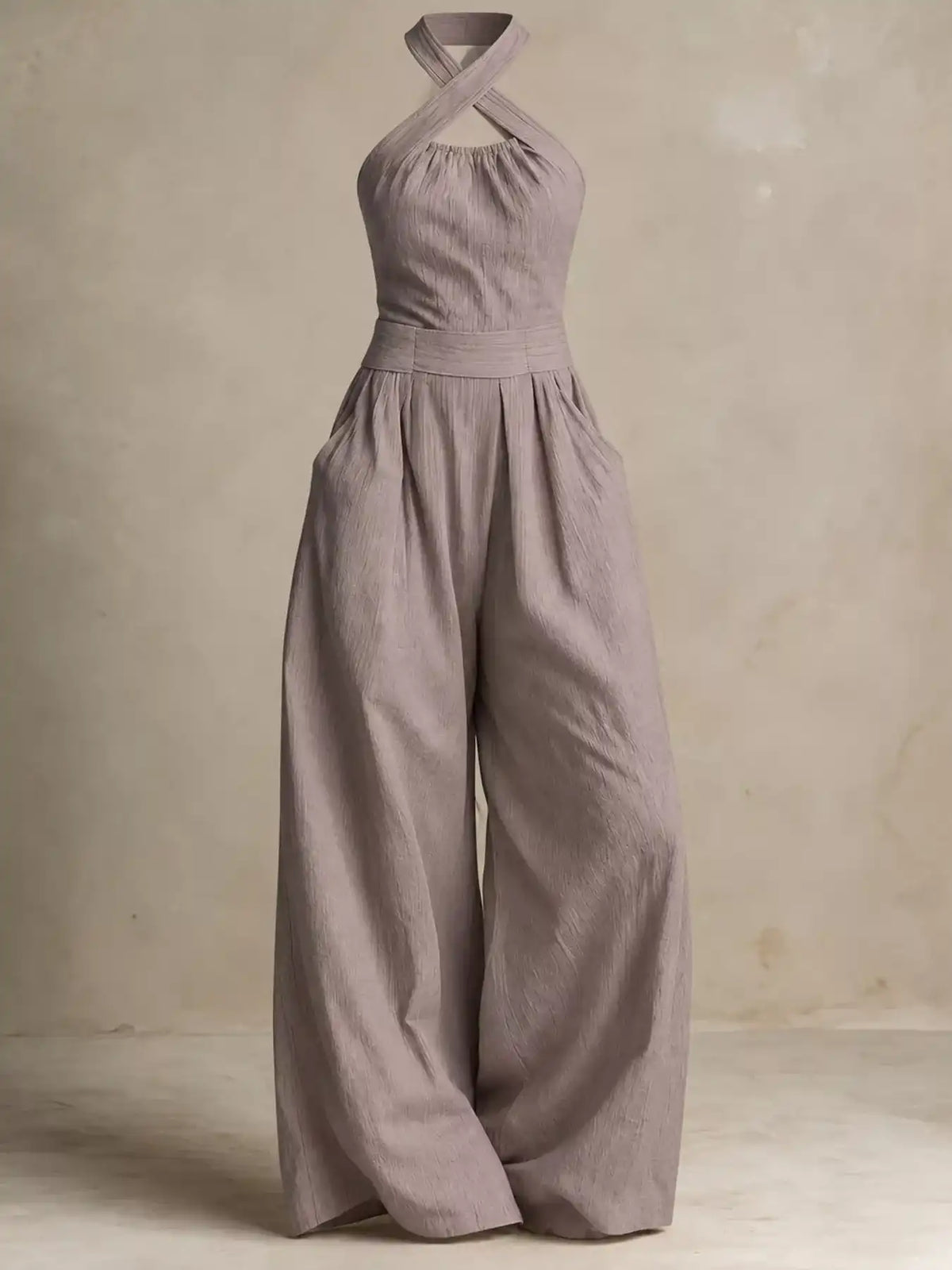 Full Size Halter Neck Wide-Leg Jumpsuit Plus Size 101001857800379 54 Affordable Fashion Under $100 Jerry's Apparel 