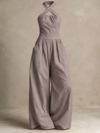 Full Size Halter Neck Wide-Leg Jumpsuit Plus Size 101001857800379 54 Affordable Fashion Under $100 Jerry's Apparel 