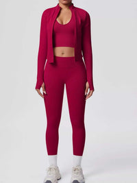 Tank & Zip-Up Jacket and Leggings Three-Piece Active Set 101006896695096 129 Comfortable Weekend Sets Jerry's Apparel 