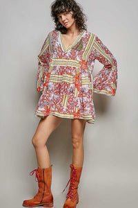 POL Striped Floral Long Sleeve Mini Dress with Pintuck Detail 100100852921122 52 Affordable Fashion Under $100 Jerry's Apparel 