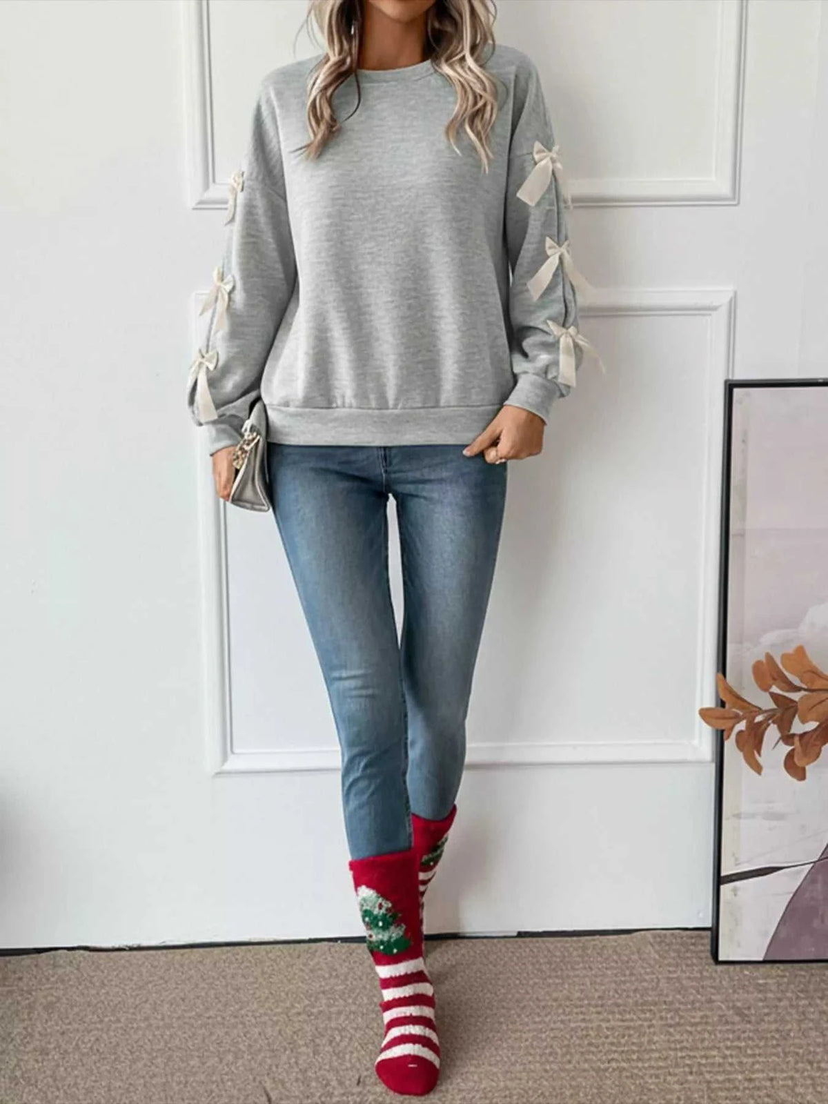 Bowknot Sleeve Round Neck Sweatshirt 100100401151060 31 Affordable Fashion Under $100 Jerry's Apparel 