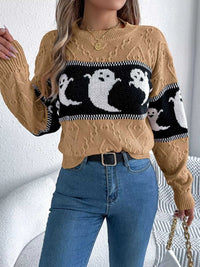 Halloween Ghost Pattern Textured Sweater 101002208811707 37 Affordable Fashion Under $100 Jerry's Apparel 