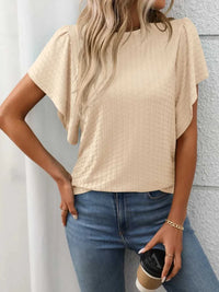 Round Neck Flutter Sleeve T-Shirt 100100468281947 23 Affordable Fashion Under $100 Jerry's Apparel 