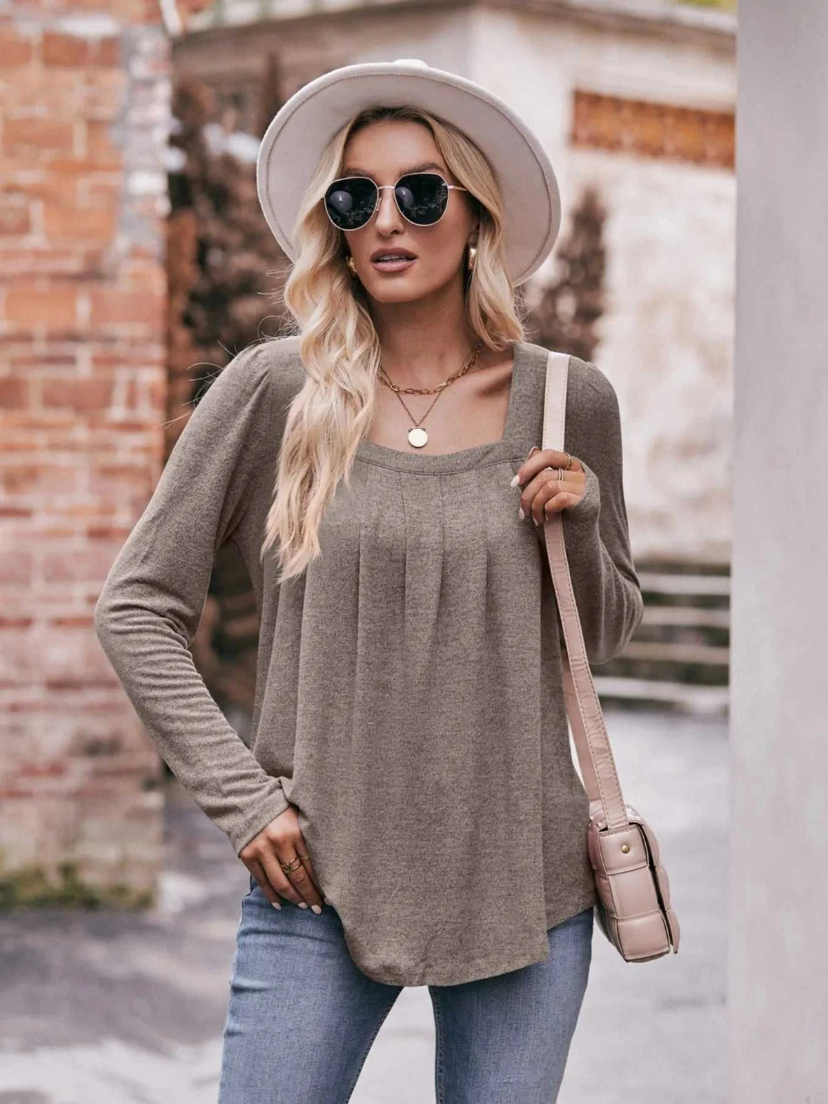 Square Neck Long Sleeve T-Shirt 100100618971989 31 Affordable Fashion Under $100 Jerry's Apparel 