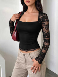 Lace Sleeve Square Neck Top 100100211394789 35 Affordable Fashion Under $100 Jerry's Apparel 