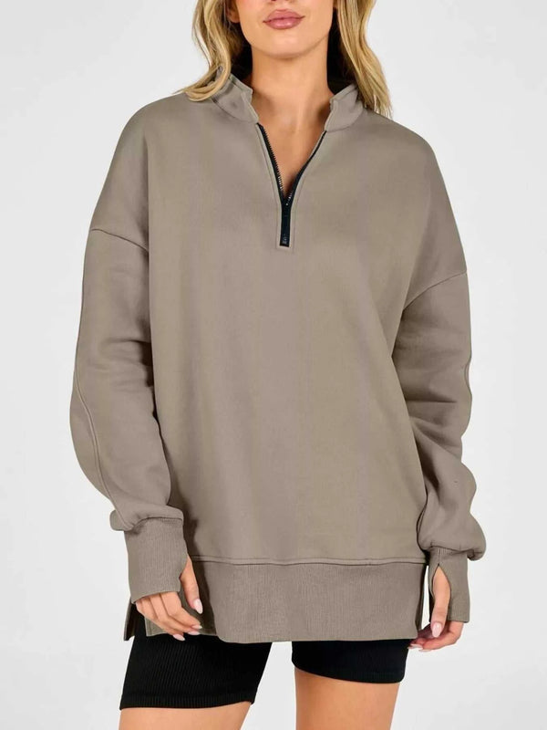 Quarter-Zip Dropped Shoulder Sweatshirt 101001101551160 56 Affordable Fashion Under $100 Jerry's Apparel 