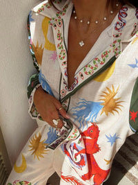 Printed Long Sleeve Shirt and Pants Set