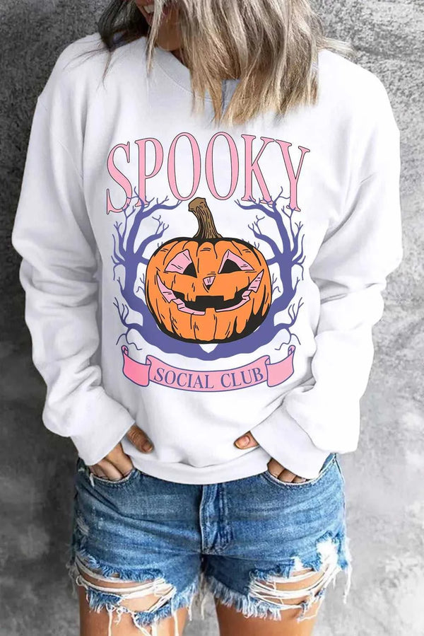 Jack-O'-Lantern Round Neck Long Sleeve Sweatshirt 100100784411006 42 Affordable Fashion Under $100 Jerry's Apparel 
