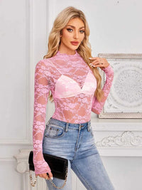 Mock Neck Long Sleeve Lace Sheer Top 100100861526419 16 Affordable Fashion Under $100 Jerry's Apparel 