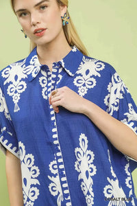 Umgee Abstract Print Button Down Short Sleeve Shirt 100100063001785 45 Affordable Fashion Under $100 Jerry's Apparel 