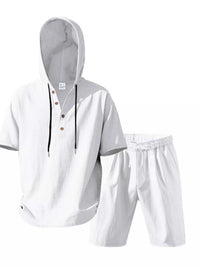 Men's Full Size Casual Short Sleeve Hooded Top & Shorts Set Plus Size 100400516300519 42 Gifts for Him Jerry's Apparel 