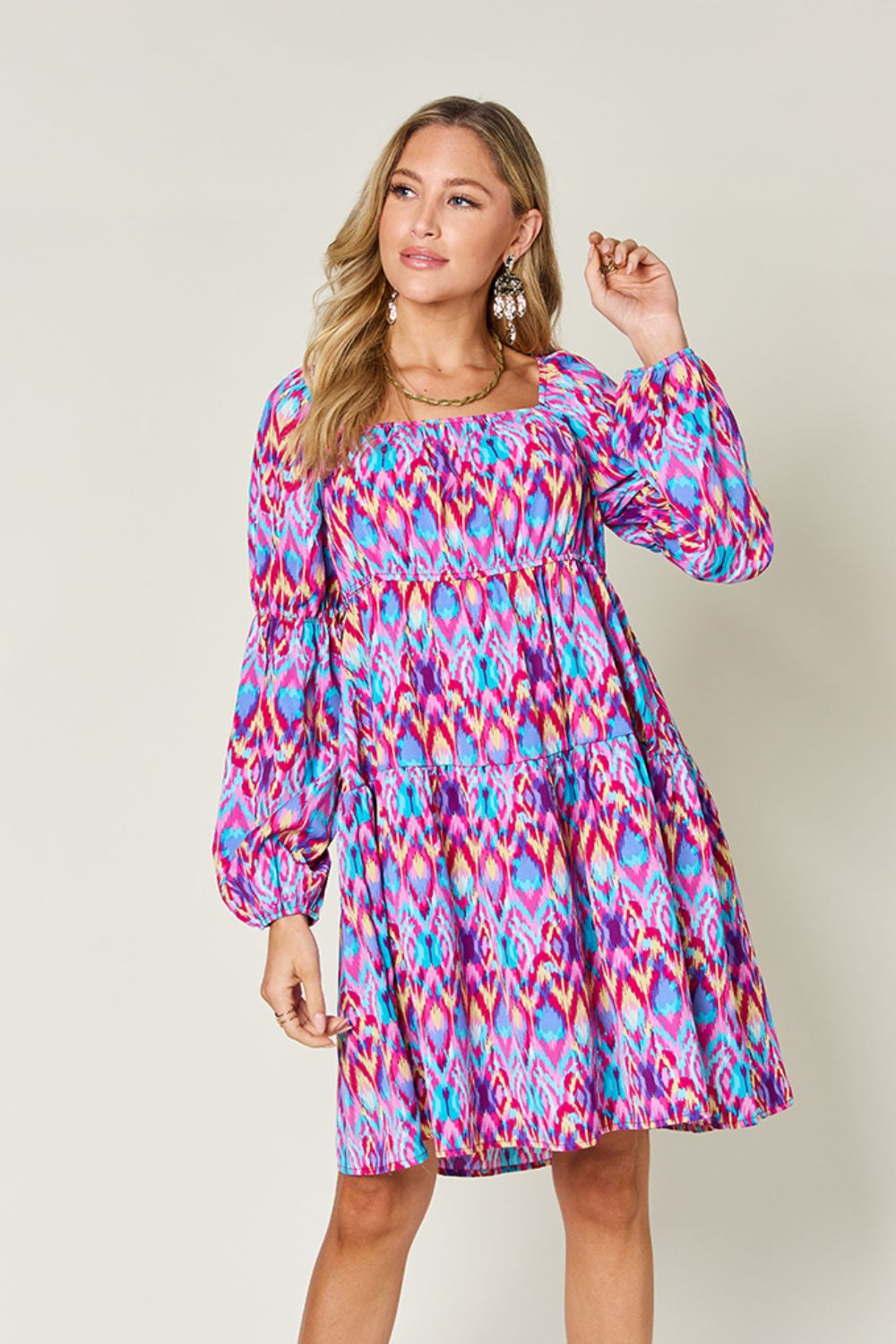 Full Size Printed Long Sleeve Dress