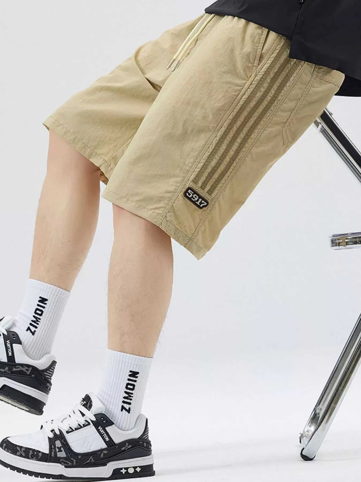 Men's Full Size Casual Loose-Fit Drawstring Shorts with Stripe Detail Plus Size 100400272333999 54 Affordable Fashion Under $100 Jerry's Apparel 