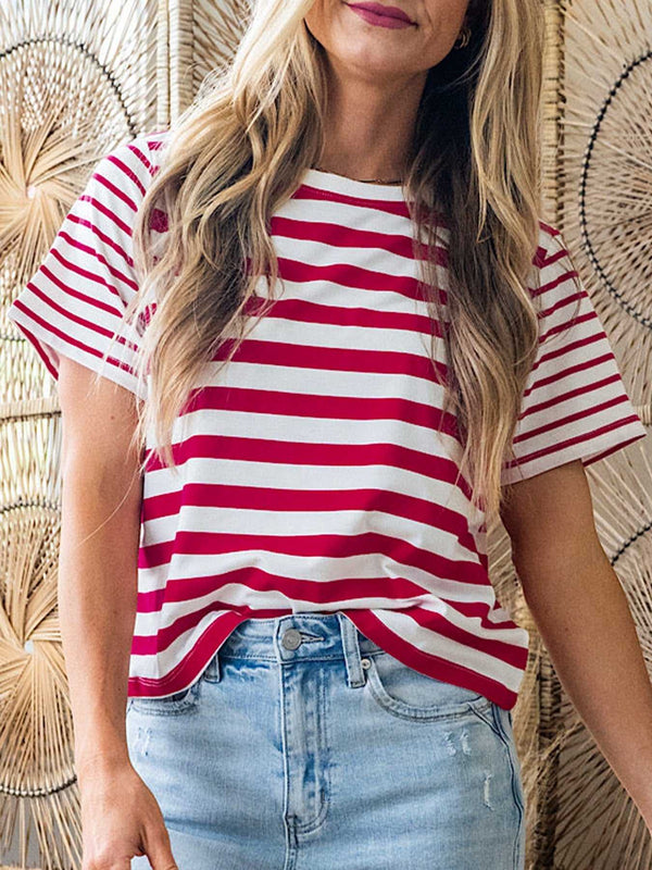 Stripe Patchwork Round Neck T Shirt 100100033040802 26 Affordable Fashion Under $100 Jerry's Apparel 