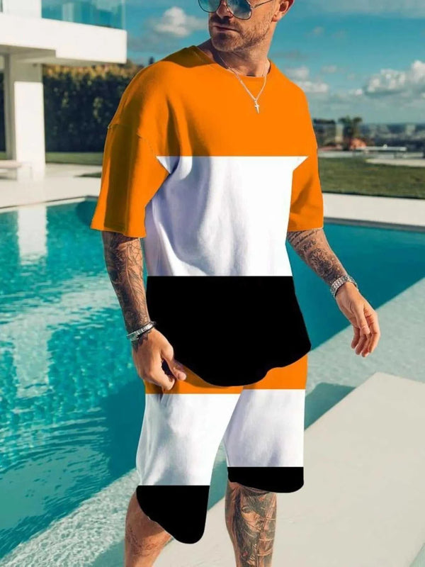 Men's Full Size Color Block Tee and Shorts Set Plus Size 100400665375415 29 Affordable Fashion Under $100 Jerry's Apparel 