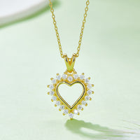 Moissanite 925 Sterling Silver Heart Pendant Necklace