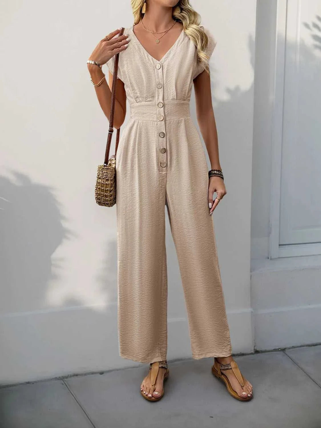 V-Neck Wide Leg Jumpsuit 100100018701016 32 Affordable Fashion Under $100 Jerry's Apparel 