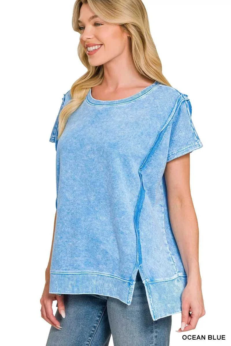 F/terry Halo Snow Washed Oversized Hi-low Top 100100806681285 32 Jerry's Apparel 
