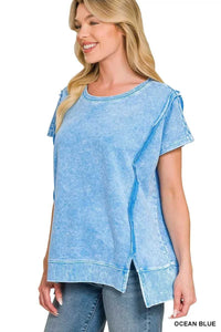 F/terry Halo Snow Washed Oversized Hi-low Top 100100806681285 32 Jerry's Apparel 