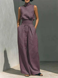 Full Size Turtleneck Sleeveless Top and Wide Leg Pants Set Plus Size 101001144135026 45 Affordable Fashion Under $100 Jerry's Apparel 