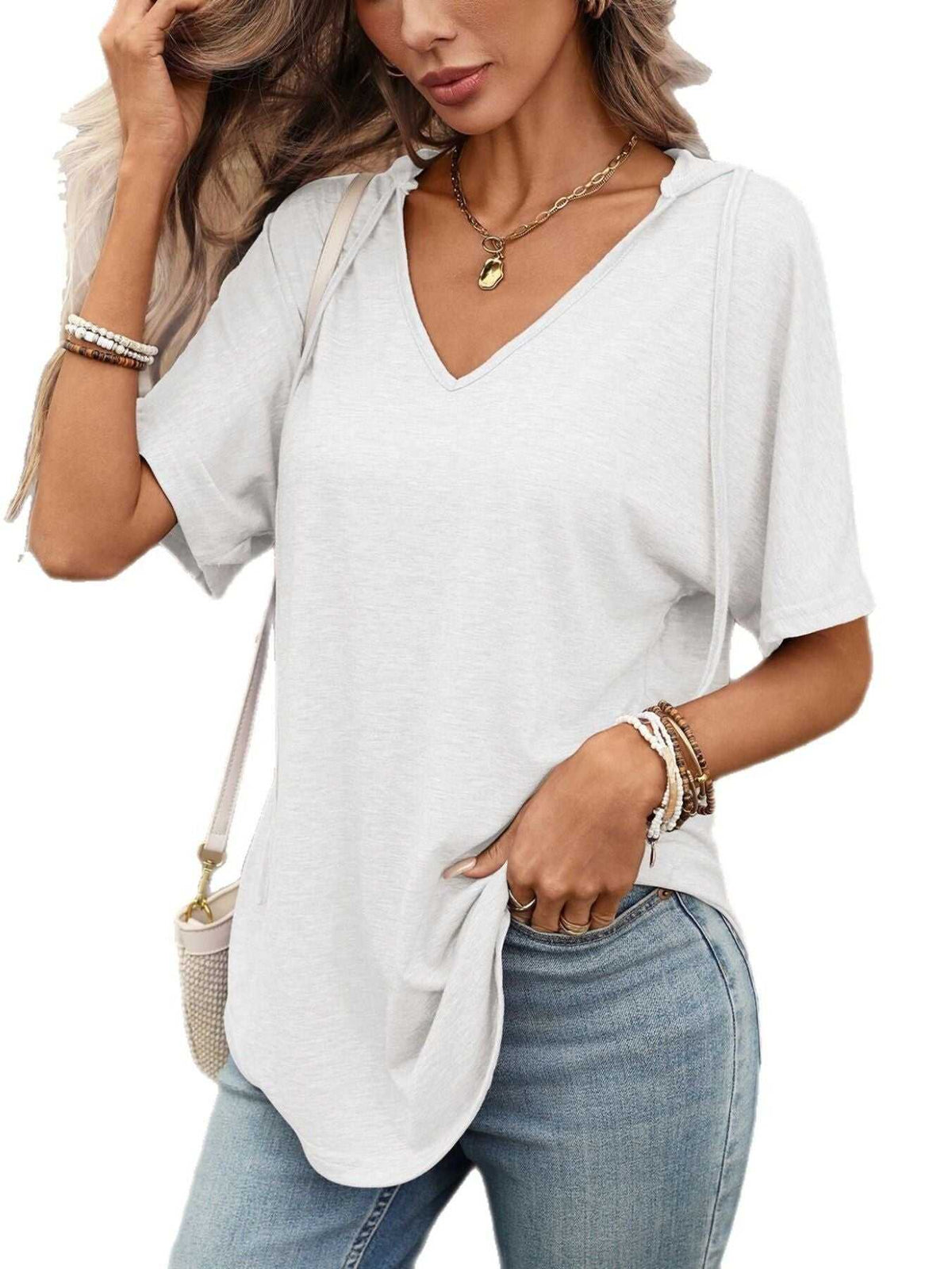 Casual Short Sleeve Hooded T-Shirt 100100788252140 27 Affordable Fashion Under $100 Jerry's Apparel 