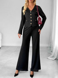 Ribbed Knit Cardigan & Wide Leg Pants Set 100100878127832 56 Affordable Fashion Under $100 Jerry's Apparel 