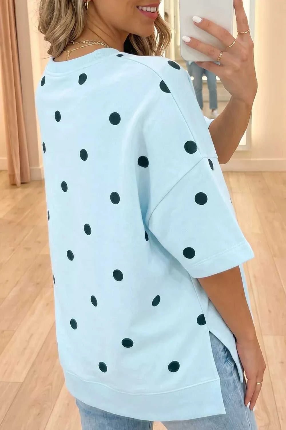 Polka Dot Print Crossed Seam Detail Oversize Tee 100100416348490 31 Affordable Fashion Under $100 Jerry's Apparel 