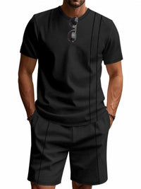 Men's Full Size Casual Striped Short Sleeve T-Shirt and Shorts Set Plus Size 100400924014862 31 Affordable Fashion Under $100 Jerry's Apparel 