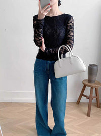 Lace Round Neck Long Sleeve Top 100100846416323 30 Affordable Fashion Under $100 Jerry's Apparel 