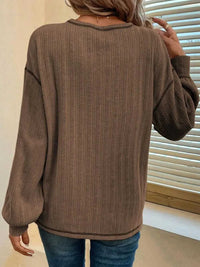 Mandy Contrast Stitching Round Neck Long Sleeve T-Shirt 100100832611725 32 Affordable Fashion Under $100 Jerry's Apparel 