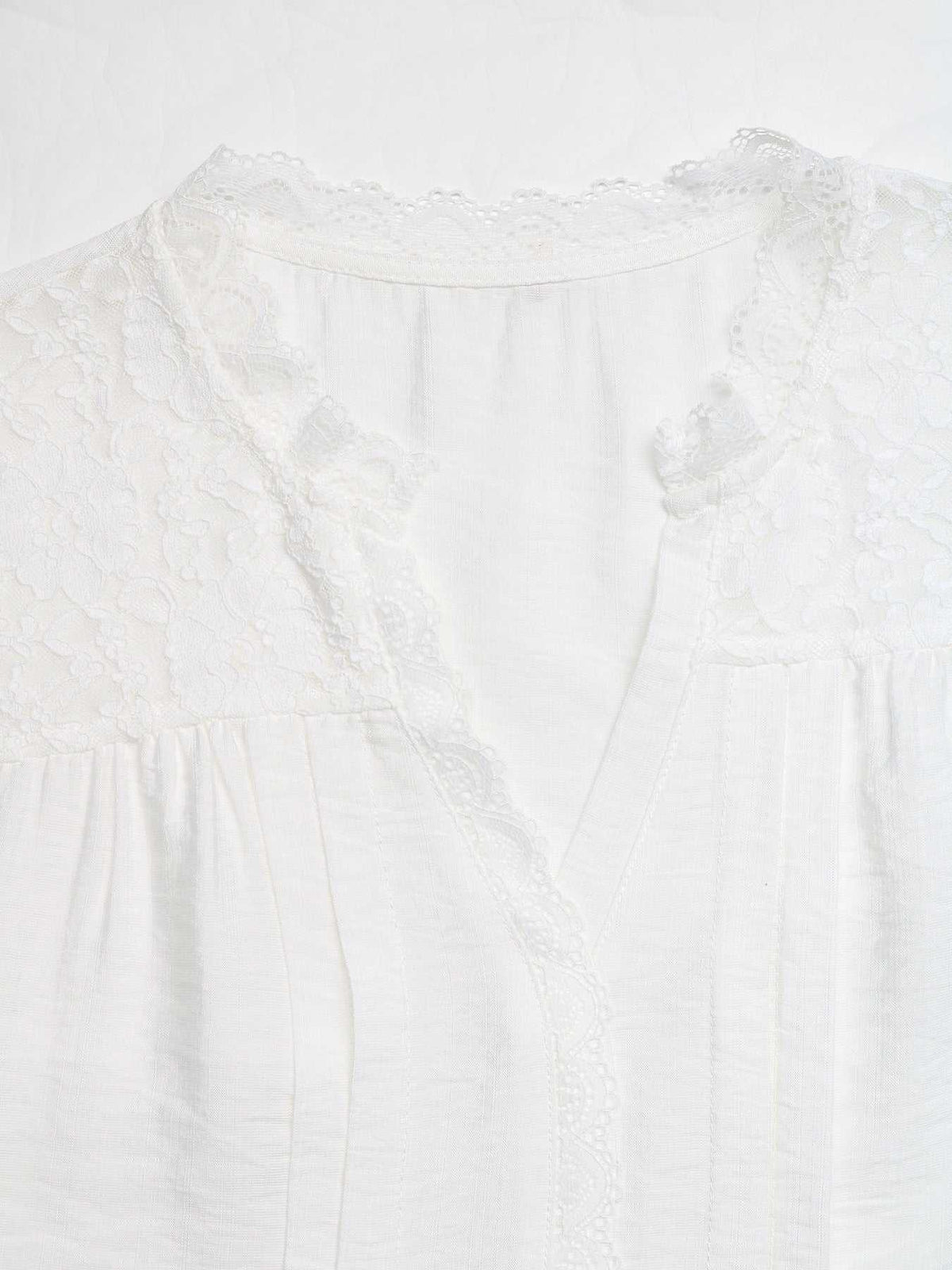 Lace Trim Notched Blouse 100100791045975 31 Affordable Fashion Under $100 Jerry's Apparel 