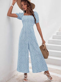 Printed Square Neck Puff Sleeve Jumpsuit 100100619721006 31 Affordable Fashion Under $100 Jerry's Apparel 